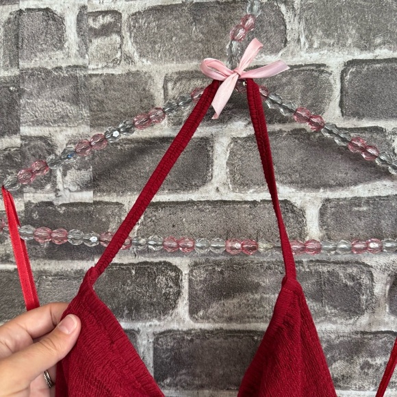 NWT Lulus maxi dress red halter neck strappy back - Picture 2 of 15